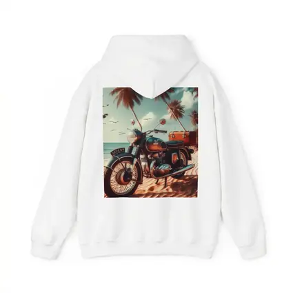 Vintage Classic Motorcycle Parked on Tropical Beach