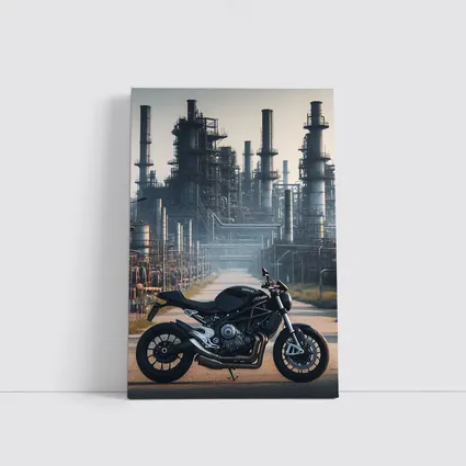 Black Naked Bike Industrial Refinery Background