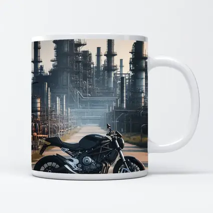 Black Naked Bike Industrial Refinery Background