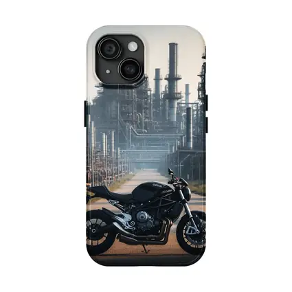 Black Naked Bike Industrial Refinery Background
