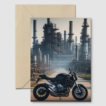 Black Naked Bike Industrial Refinery Background