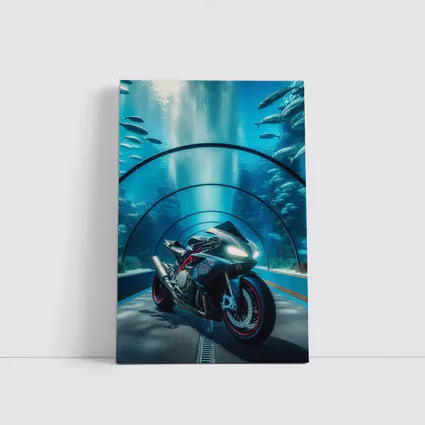 Sport Bike Inside Underwater Aquarium Tunnel