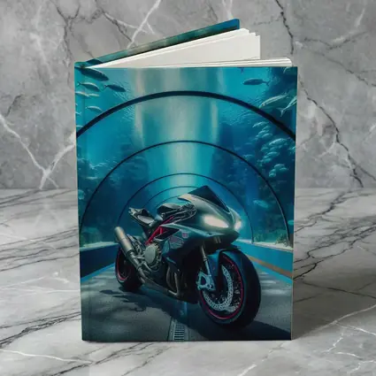 Sport Bike Inside Underwater Aquarium Tunnel