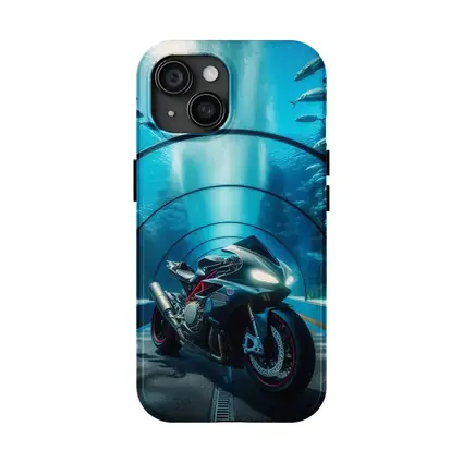 Sport Bike Inside Underwater Aquarium Tunnel