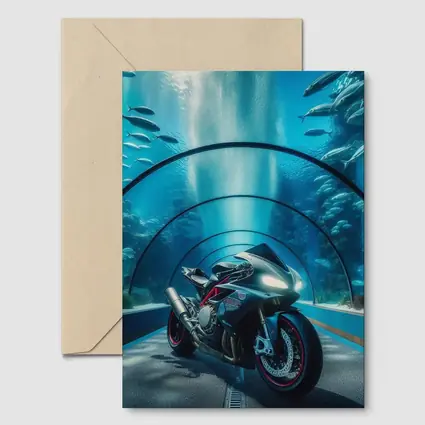 Sport Bike Inside Underwater Aquarium Tunnel