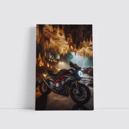 Sport Bike Inside Glowing Stalactite Cave