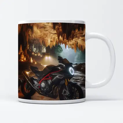 Sport Bike Inside Glowing Stalactite Cave