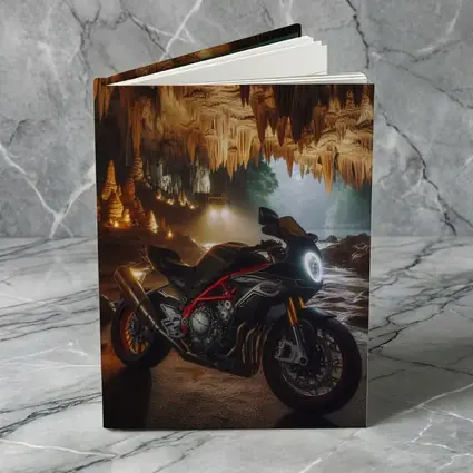Sport Bike Inside Glowing Stalactite Cave