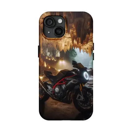 Sport Bike Inside Glowing Stalactite Cave