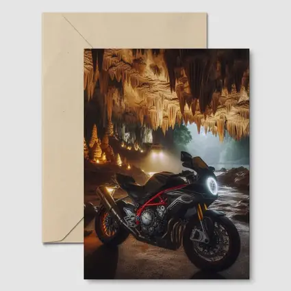 Sport Bike Inside Glowing Stalactite Cave