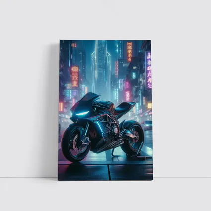 Futuristic Sport Bike Cyberpunk Neon City