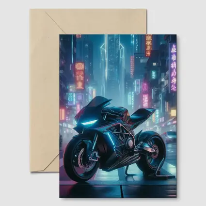 Futuristic Sport Bike Cyberpunk Neon City