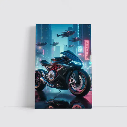 Futuristic Sport Bike Cyberpunk City Night
