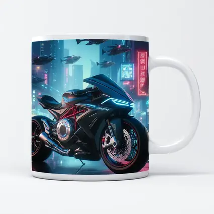 Futuristic Sport Bike Cyberpunk City Night