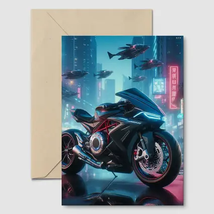Futuristic Sport Bike Cyberpunk City Night