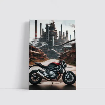 Red Ducati Monster Industrial Factory Background
