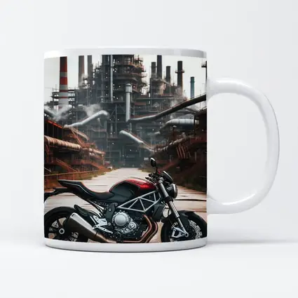 Red Ducati Monster Industrial Factory Background