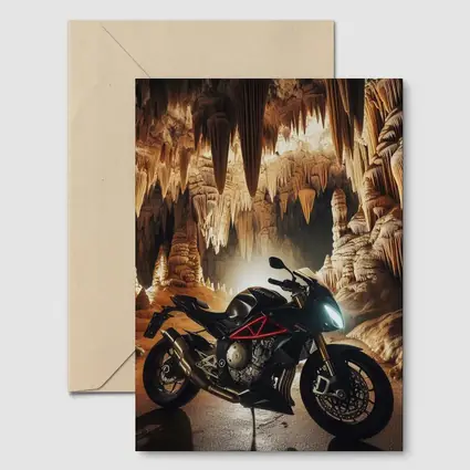 Triumph Streetfighter Motorcycle Inside Dramatic Cave