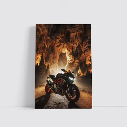 Sport Bike Superbike Inside Dramatic Cave Setting