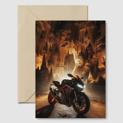 Sport Bike Superbike Inside Dramatic Cave Setting