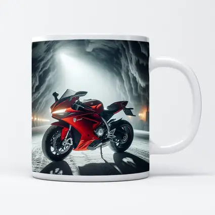 Red Sport Bike Inside Frozen Ice Cave