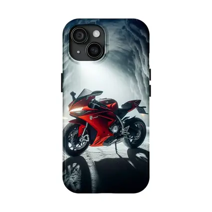 Red Sport Bike Inside Frozen Ice Cave