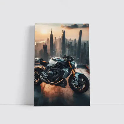 Naked Streetfighter Motorcycle City Skyline Sunset