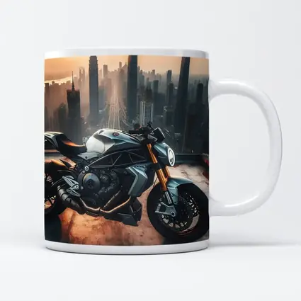 Naked Streetfighter Motorcycle City Skyline Sunset