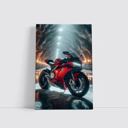 Red MV Agusta Superbike in Dramatic Cave