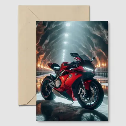 Red MV Agusta Superbike in Dramatic Cave