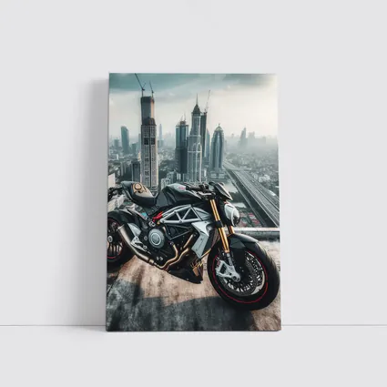Naked Streetfighter Motorcycle Urban City Skyline