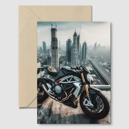 Naked Streetfighter Motorcycle Urban City Skyline
