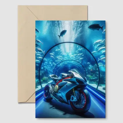 Sport Bike Inside Underwater Aquarium Tunnel