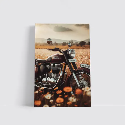 Royal Enfield Classic Motorcycle Wildflower Field
