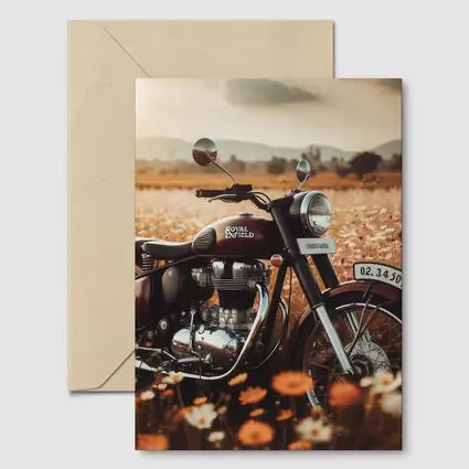 Royal Enfield Classic Motorcycle Wildflower Field