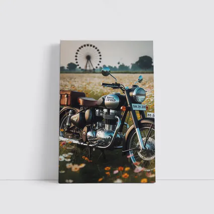 Royal Enfield Classic Motorcycle Wildflower Field