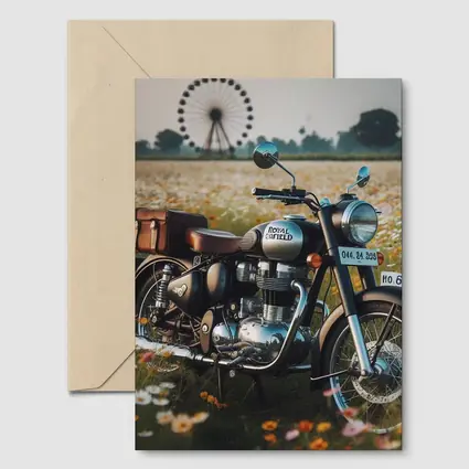 Royal Enfield Classic Motorcycle Wildflower Field