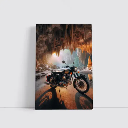 Royal Enfield Classic Inside Cave Setting