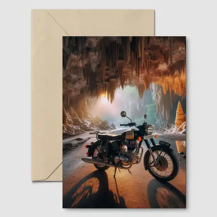 Royal Enfield Classic Inside Cave Setting