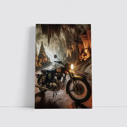 Royal Enfield Classic Motorcycle Inside Cave