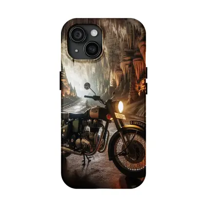 Royal Enfield Classic Motorcycle Inside Cave