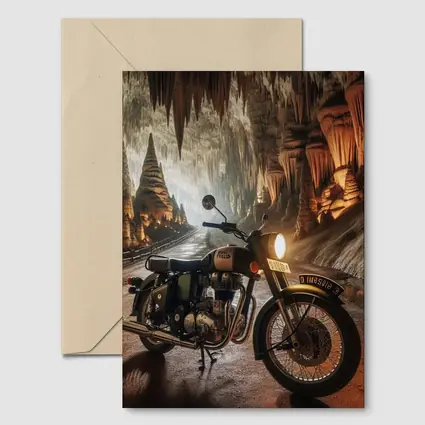 Royal Enfield Classic Motorcycle Inside Cave