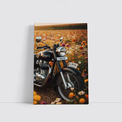Royal Enfield Classic Motorcycle Wildflower Field