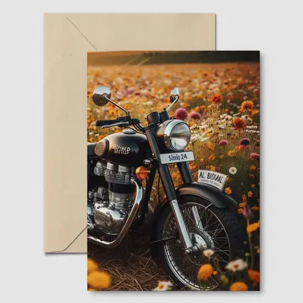 Royal Enfield Classic Motorcycle Wildflower Field