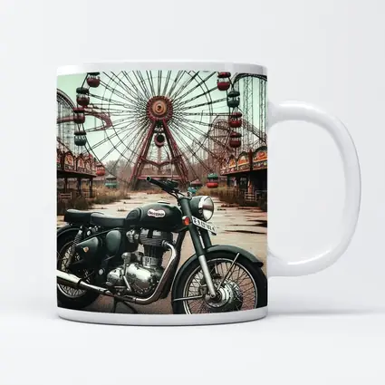 Classic Motorcycle Abandoned Amusement Park Background