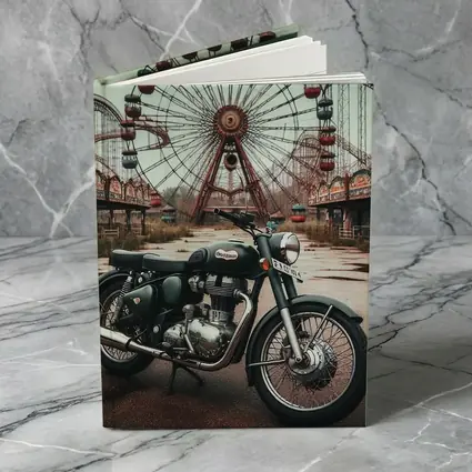 Classic Motorcycle Abandoned Amusement Park Background