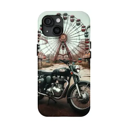 Classic Motorcycle Abandoned Amusement Park Background