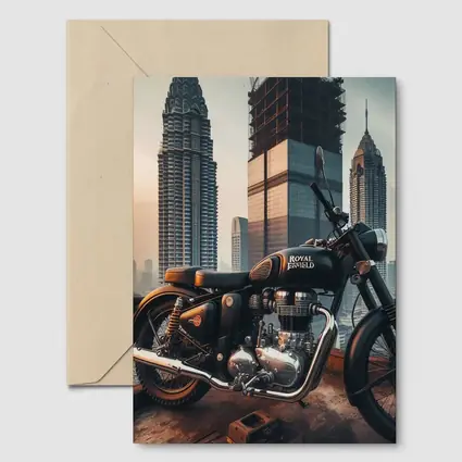 Royal Enfield Classic City Skyline Background