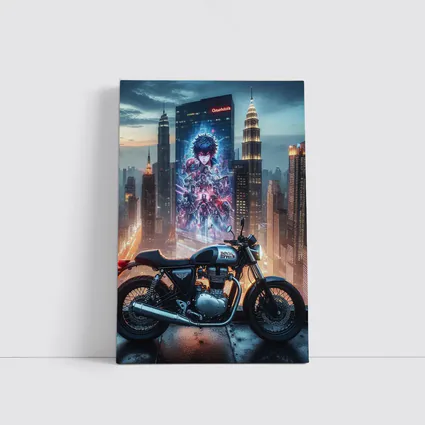 Cafe Racer Motorcycle Anime City Night