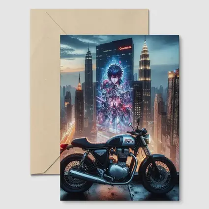 Cafe Racer Motorcycle Anime City Night